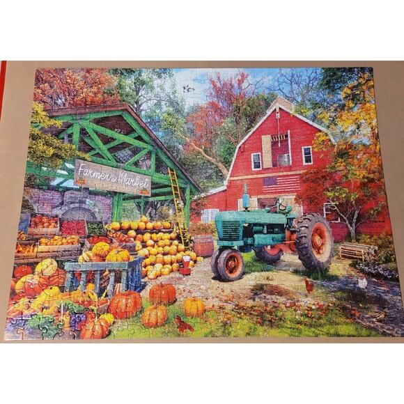 White Mountain Farmer’s Market 500 Pc Puzzle Fall Harvest Scene Complete - Picture 1 of 6